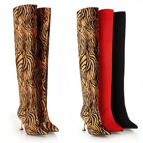 leopard print over knee boots